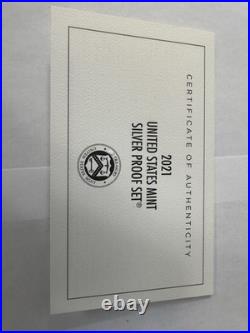2021-S Silver Proof Set U. S. Mint San Francisco 99.9% Silver Box & COA