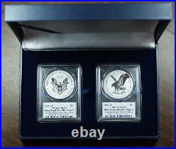2021 Silver Eagle Two Coin Set Type I & II Reverse Proof PCGS PR-70 FDI in Box