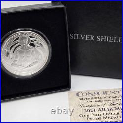 2021 Silver Shield ALL IN MIND 1 oz. 999 Silver Proof Conscientia in box withCOA