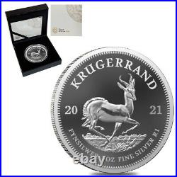 2021 South Africa 1 oz Proof Silver Krugerrand. 999 Fine (withBox & COA)