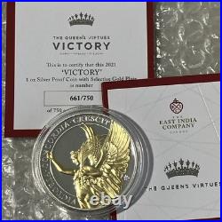 2021 St. Helena 1oz Victory Queens Virtue. 999 Ag Silver Proof Box & COA 661/750