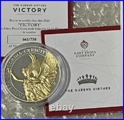 2021 St. Helena 1oz Victory Queens Virtue. 999 Ag Silver Proof Box & COA 661/750