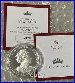 2021 St. Helena 1oz Victory Queens Virtue. 999 Ag Silver Proof Box & COA 661/750