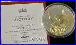 2021 St. Helena 1oz Victory Queens Virtue. 999 Ag Silver Proof Box & COA 661/750