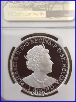 2021 St. Helena Una and The Lion 1 oz Silver Proof BOX COA NGC PF69