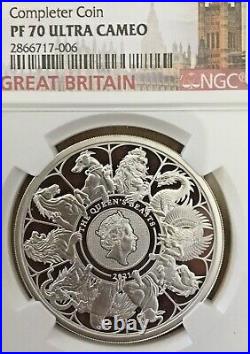 2021 UK One Ounce 1 oz Silver Proof Queen's Beast Completer NGC PF70 BOX COA