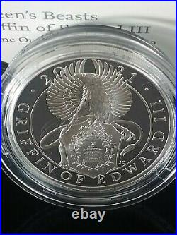 2021 UK Queen's Beasts Griffin of Edward III 1oz Silver Proof Box/Coa NEW