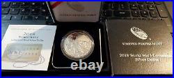 2021 U. S. Peace Dollar and 2018 WWI Proof Silver Dollar with Boxes and COA