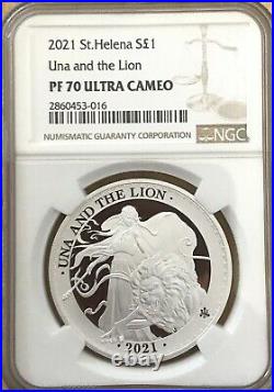 2021 Una and The Lion 1 oz Silver Proof NGC PF70 St Helena BOX COA SOLD OUT NICE