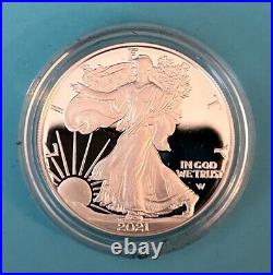 2021-W 1 oz Proof American Silver Eagle Proof Coin (withoriginal box and COA)