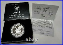 2021 W AMERICAN EAGLE SILVER DOLLAR PROOF TYPE 2 WithBOX AND COA