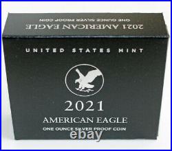 2021-W IN HAND Type-2 PROOF AMERICAN SILVER EAGLE COIN withU. S. Mint Box & COA