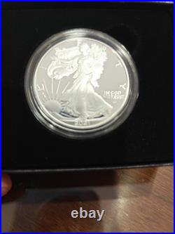 2021 W Proof American Silver Eagle Dollar with COA US Mint Box, Type 2