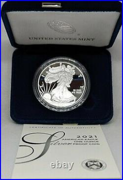 2021 W Proof American Silver Eagle Proof Type 1 with US Mint Box & COA T1