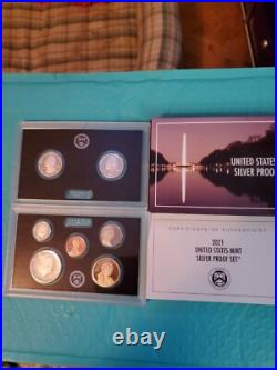 2021 s U. S. Mint Silver Proof Set (7) coins total Box an COA