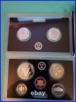 2021 s U. S. Mint Silver Proof Set (7) coins total Box an COA
