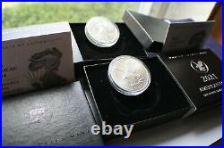 2021-w Silver Eagle Type 2 Proof Dollar From Mint With Box & Coa (2 Sets)