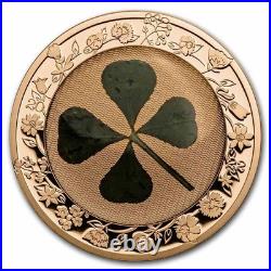 2022 1 oz Silver. 925 Republic of Palau $5 Four-Leaf Clover Proof Coin Box/COA