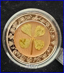 2022 1 oz Silver. 925 Republic of Palau $5 Four-Leaf Clover Proof Coin Box/COA