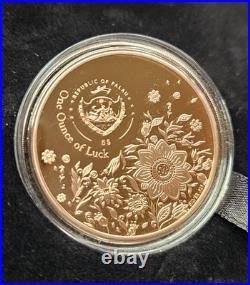 2022 1 oz Silver. 925 Republic of Palau $5 Four-Leaf Clover Proof Coin Box/COA