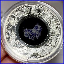 2022 1oz Silver Proof Authentic Blue Lepidolite Coin #2709 of 500 With Box /Coa