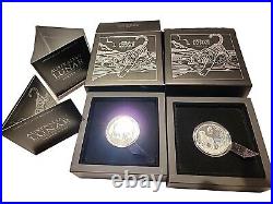 2022. 2× Lunar Year of the Tiger. ½ oz silver proof Coins Certs Case Box P/ Mint