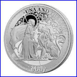 2022 2 Pound Una and the Lion Proof St. Helena 2 oz. 999 Silver Proof COA & box