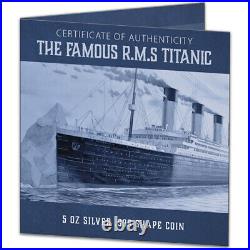 2022 5 oz Proof Solomon Island Silver Titanic Shaped Coin (Box, CoA)