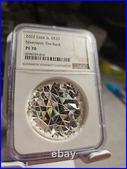 2022 Cook Island The Rock Silverland 2 oz Proof Silver Coin NGC PF70 withBox&COA