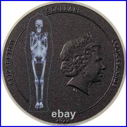 2022 Cook Islands Mummy X-Ray 1 oz Silver Proof Coin Ultra High Relief w Box+CoA