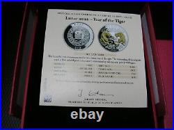 2022 Fiji Year of the Tiger 1 oz Silver PROOF $10 dollar with Pearl Box COA