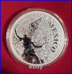 2022 Mexican ANGEL OF INDEPENDENCE Reverse Proof 2 Oz Silver Coin. Box, COA