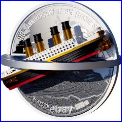 2022 Niue Titanic Catastrophe 100th Ann 2 oz Silver 3D Shaped Proof Coin