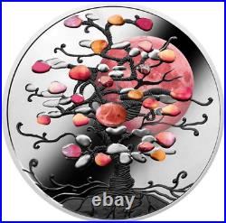 2022 Niue Tree of Luck 1oz Silver Proof withCoral Insert Coin with Mintage of 1111