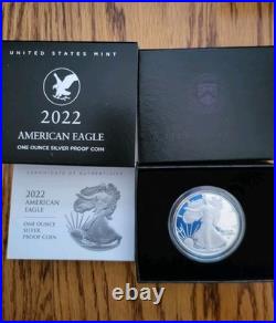 2022 S Proof American SILVER Eagle Coin One Ounce San Francisco 1oz Box COA 22EM