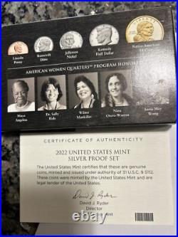 2022 S US Mint ANNUAL 10 Coin SILVER Proof Set with Box and COA Free Shipping