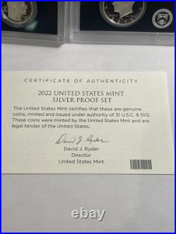 2022-S US Mint Silver Proof Set with COA & Box 10 Coins. 999 United States