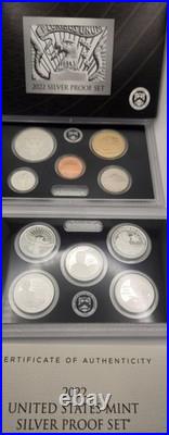 2022-S U. S. Silver Proof Set Complete 10-Coin Set, with Box and COA