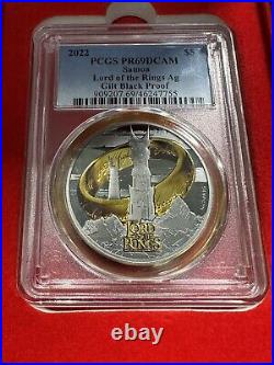 2022 Samoa 1oz Silver Gilt Black Proof Lord of the Rings PCGS PR69DCAM With Box