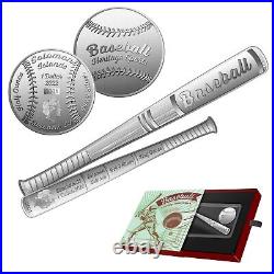 2022 Solomon Islands Heritage Sports Series Baseball 2 Coin Silver Set