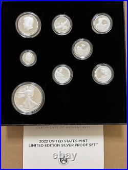 2022 US Mint Limited Edition Silver Proof Set Box & COA