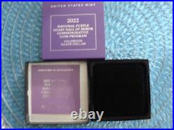 2022 W $1 Silver Proof Purple Heart Colorized NGC PF70 UCAM FDOI BOX + COA