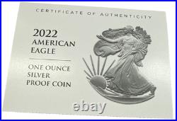 2022-W Proof $1 American Silver Eagle Box, OGP & COA