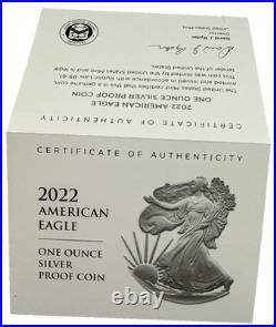 2022-W Proof $1 American Silver Eagle Box, OGP & COA