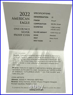 2022-W Proof $1 American Silver Eagle Box, OGP & COA