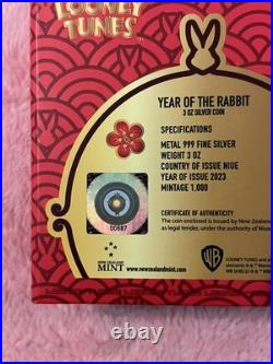 2023 $10 Niue 3oz Silver Proof Bugs Bunny box#687 of 1000 mint Year of Rabbit