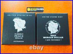 2023 $1 S Proof Silver Peace & Morgan Dollar With Box/coa 2 Coin Set 23xl 23xf
