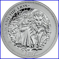 2023 2 Pound Una and the Lion Proof St. Helena 2 oz. 999 Silver Proof COA & box