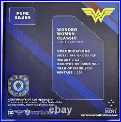 2023 3oz. 999 Silver Niue Wonder Woman Proof Coin With Box and COA DC proof