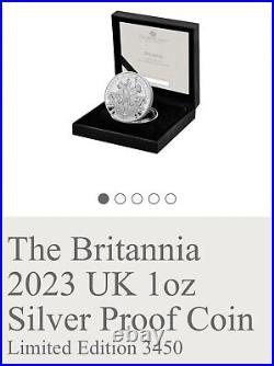 2023 Britannia 1 oz. 999 Silver Proof Coin VERY EARLY STRIKE 70/3450 Box & COA